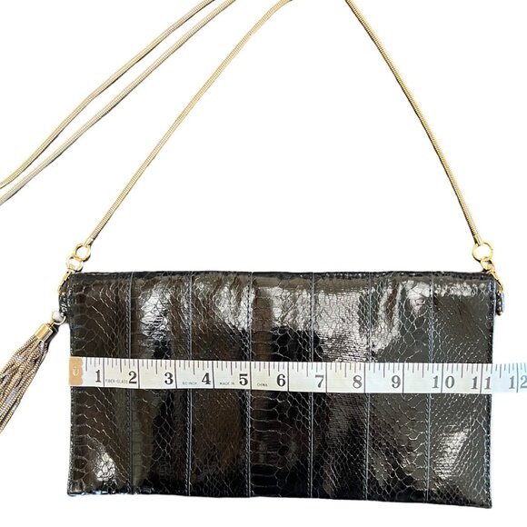 Caché Snakeskin Gold Tone Tassel Clutch - Picture 3 of 7